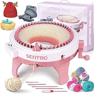 Brimoon 48 Needles Knitting Machine, Smart Weaving Loom Round Knitting Machines with Row Counter for Adults or Kids，DIY Knit Loom Machine Kit for Hat, Scarves, Gloves, Socks