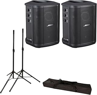 S1 Pro+ Portable Wireless PA System with Bluetooth 2-Pack, Black Bundle with Turnstile Audio Height-Adjustable Speaker Stands, Pair