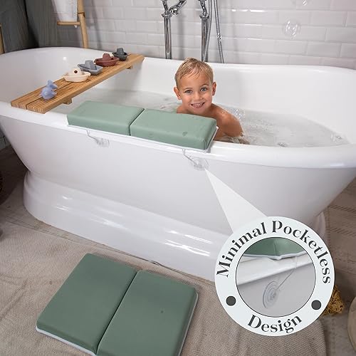 Miniatura 6 de Cómodo juego de rodilleras y codos de baño sin bolsillos, almohadilla para rodillas para bañera con espuma viscoelástica y organizador de juguetes