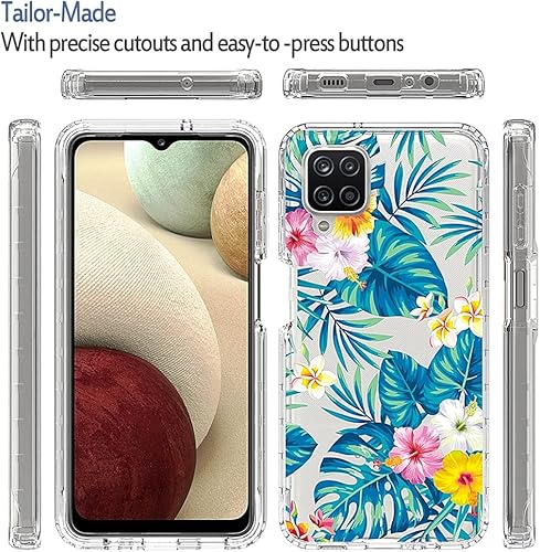 Miniatura 5 de Funda para Galaxy A12 5G, para Samsung A12 Funda transparente para niñas, TPU suave 360, cuerpo completo, a prueba de golpes, híbrido, transparente,