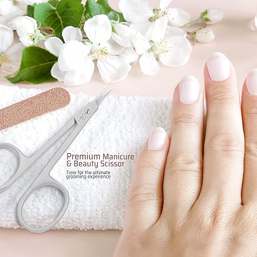 Miniatura 2 de ROUSE Tijeras de cutícula Tijeras de aseo profesional Tijeras de acero inoxidable para cejas, tijeras de pestañas, bigote, tijeras de manicura para