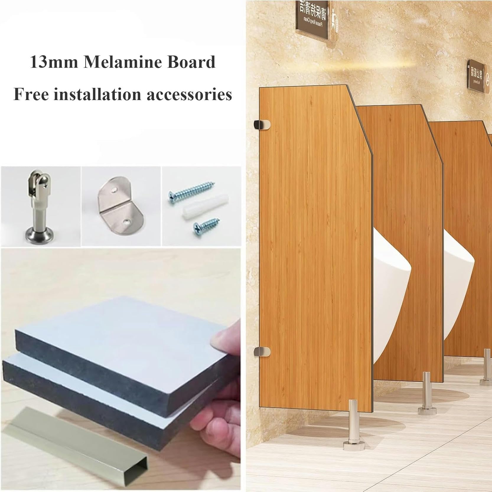 Urinal-Schallwand, Urinalbrett, Urinal-Trennwand mit Edelstahlbeschlägen, Urinal-Bildschirm, Wandtrennwand, öffentliche Toiletten-Trennwand, Urinal-Sichtschutz für Büro/Supermarkt/Einkaufsze