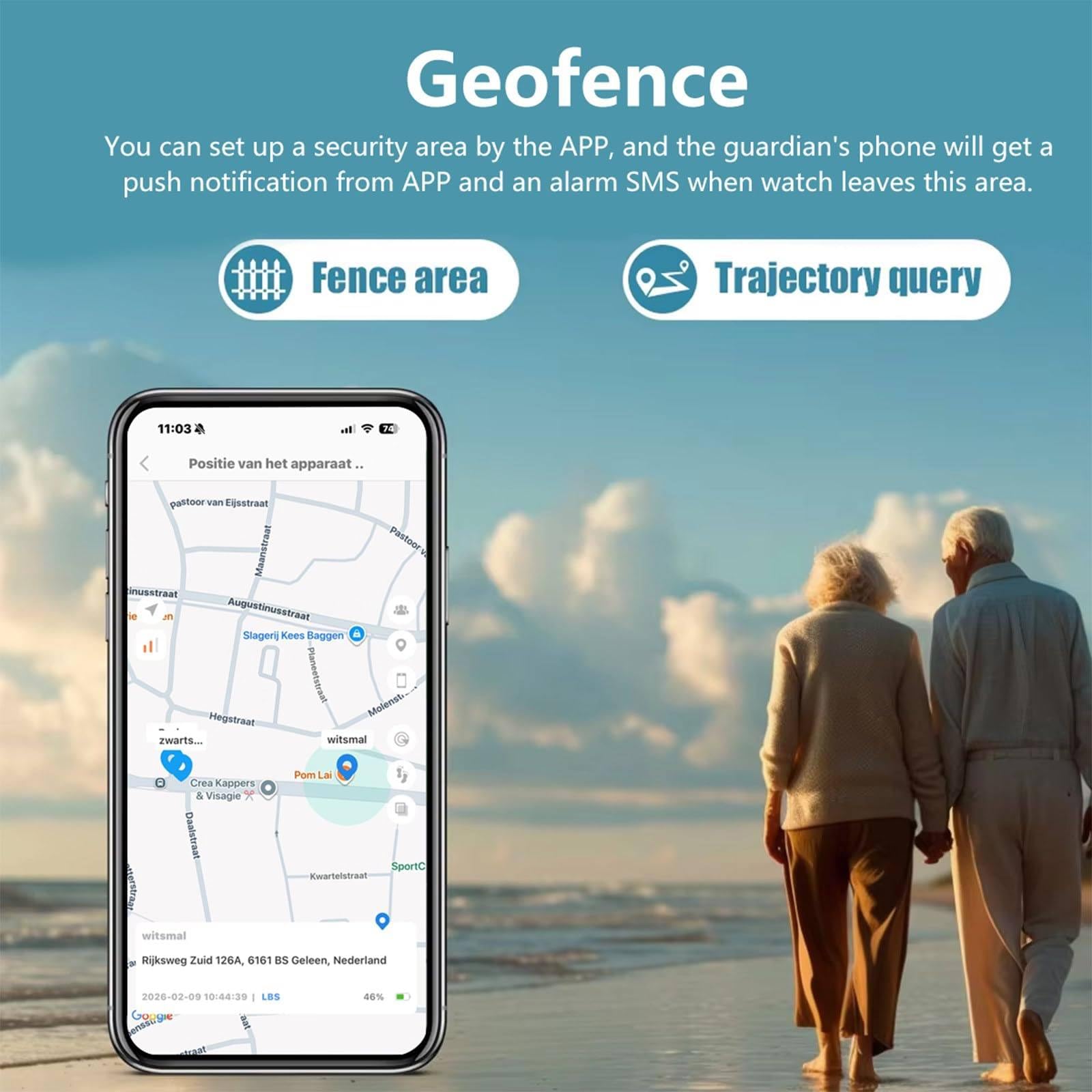 Montre Connectée avec Détection De Chute pour Seniors | Montre D'alerte De Chute Avec Suivi Gps Et Fonction Sos, Appels Bidirectionnels Et Suivi Par Les Aidants, Géorepérage