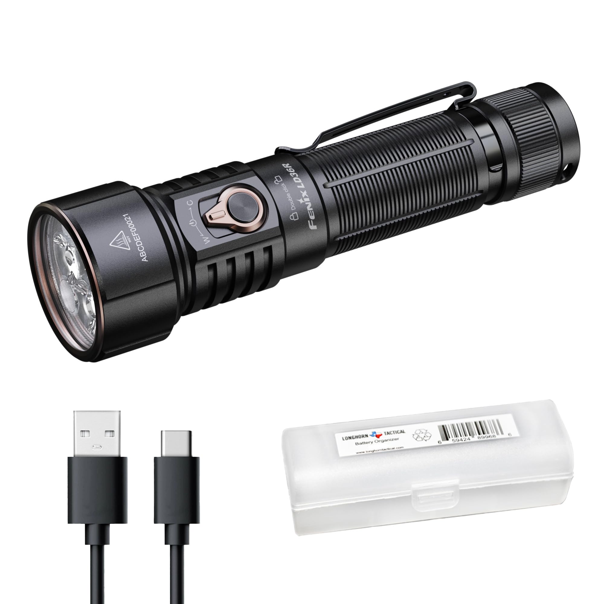 Fenix LD36R 3600 Lumens Rechargeable Flashlight, USB-C Fast Charging with 6 RGB Presets & Continuously Adjustable Color Output (Black)