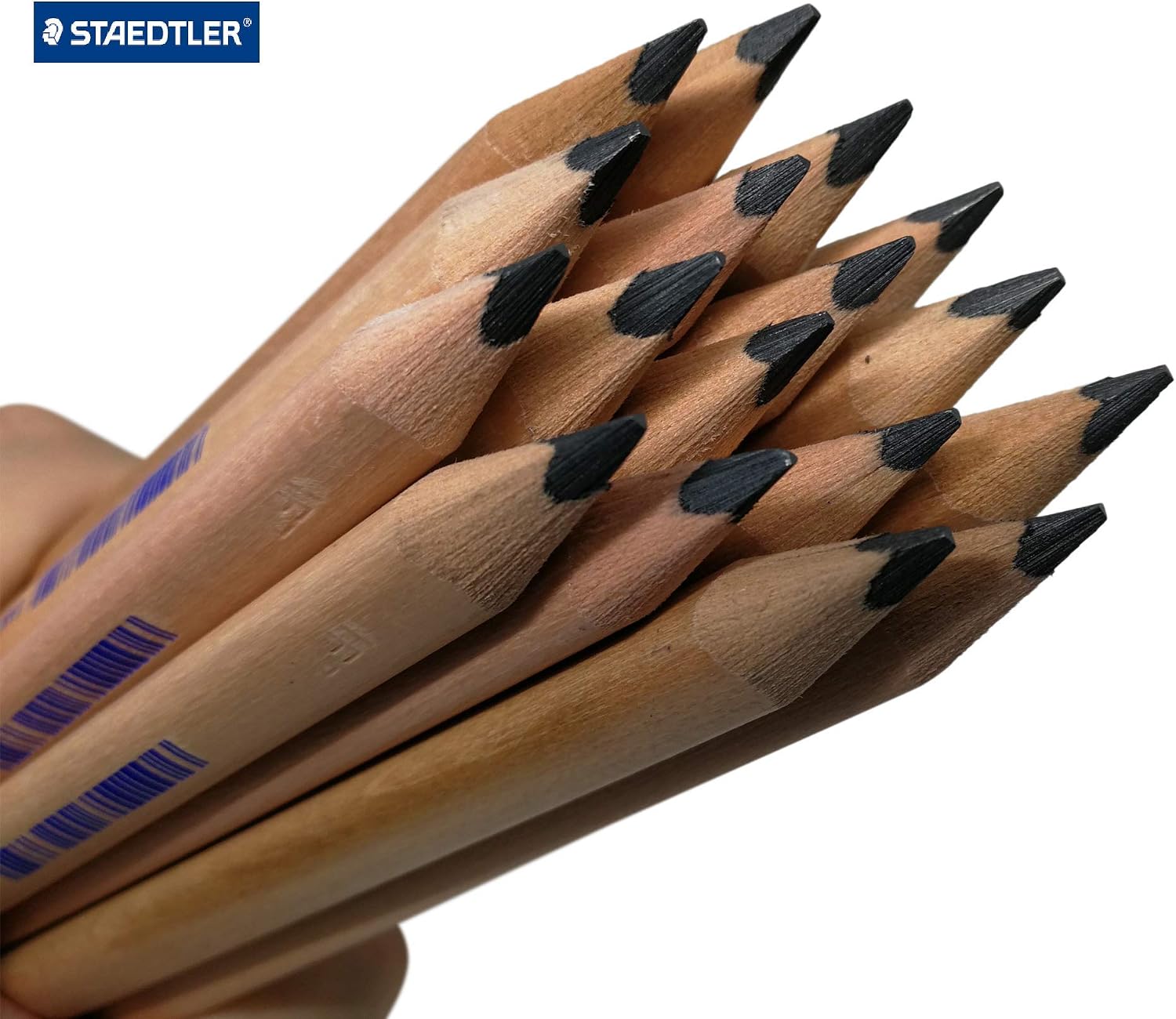 Staedtler Jumbo Children Kindergarten 2B wood Triangular Pencils & Erasers bundle for Beginner easy grip preschool set