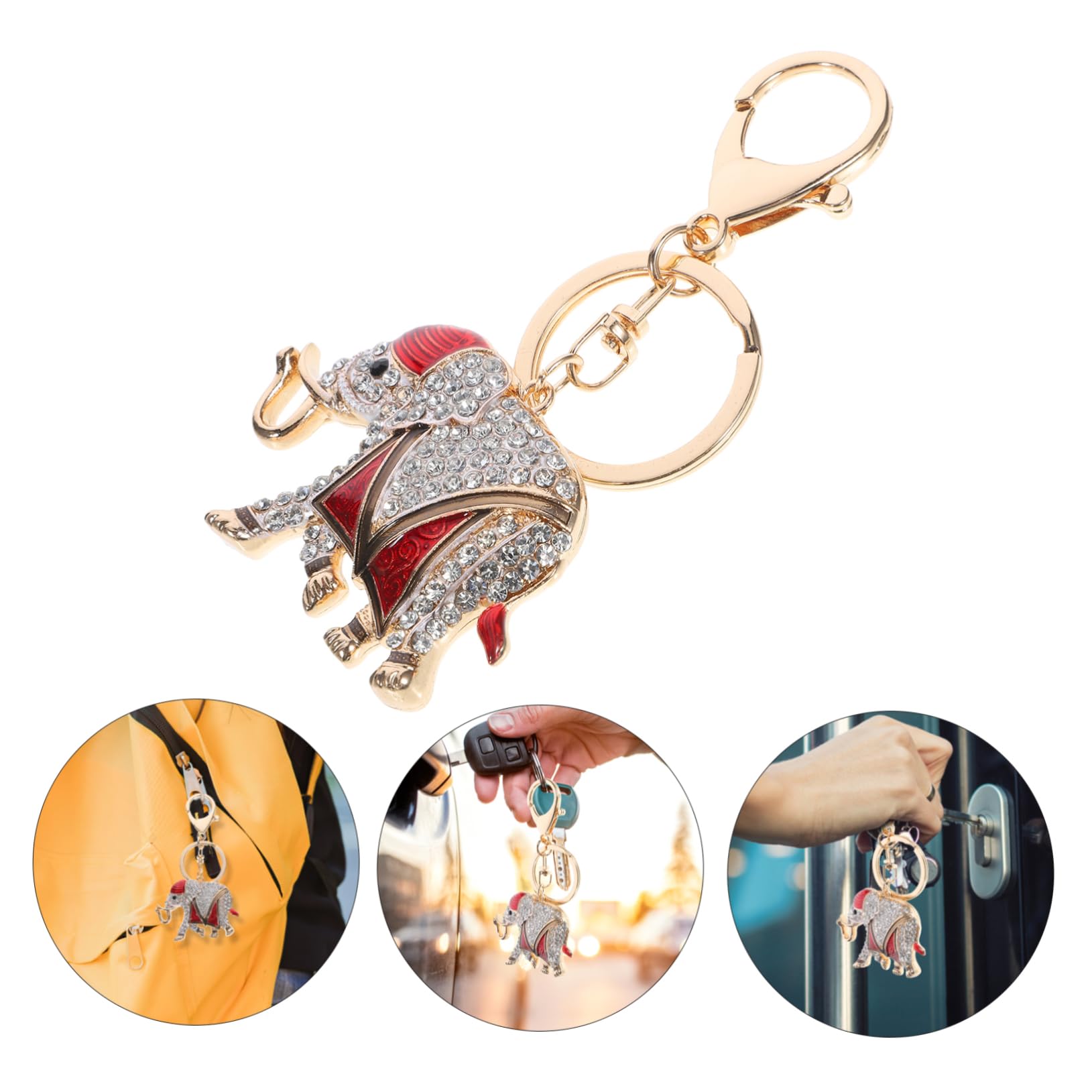 PACKOVE 4 Piezas Elefante Llavero Llavero Bolso Encanto Mochila Encantos Mochila Colgante Diamantes De Imitación Bolso Colgante Pequeño Diamantes De Imitación Aleación De