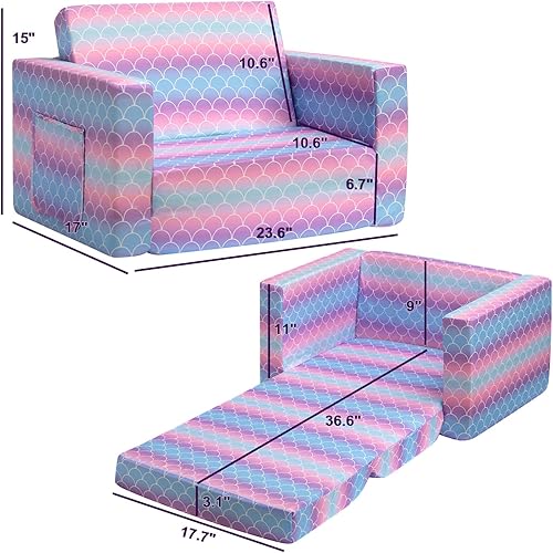 Miniatura 19 de ALIMORDEN Cómodo sofá 2 en 1 para niños, precioso sofá convertible para tumbona para cuentos/siesta, dinosaurios verdes geniales