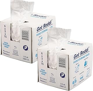 Inteplast 3.5 Qt Gusseted Clear Food Storage Bags, 6x3x15 Inch, 0.60 Mil, 2000 Count 2-Pack for Kitchens