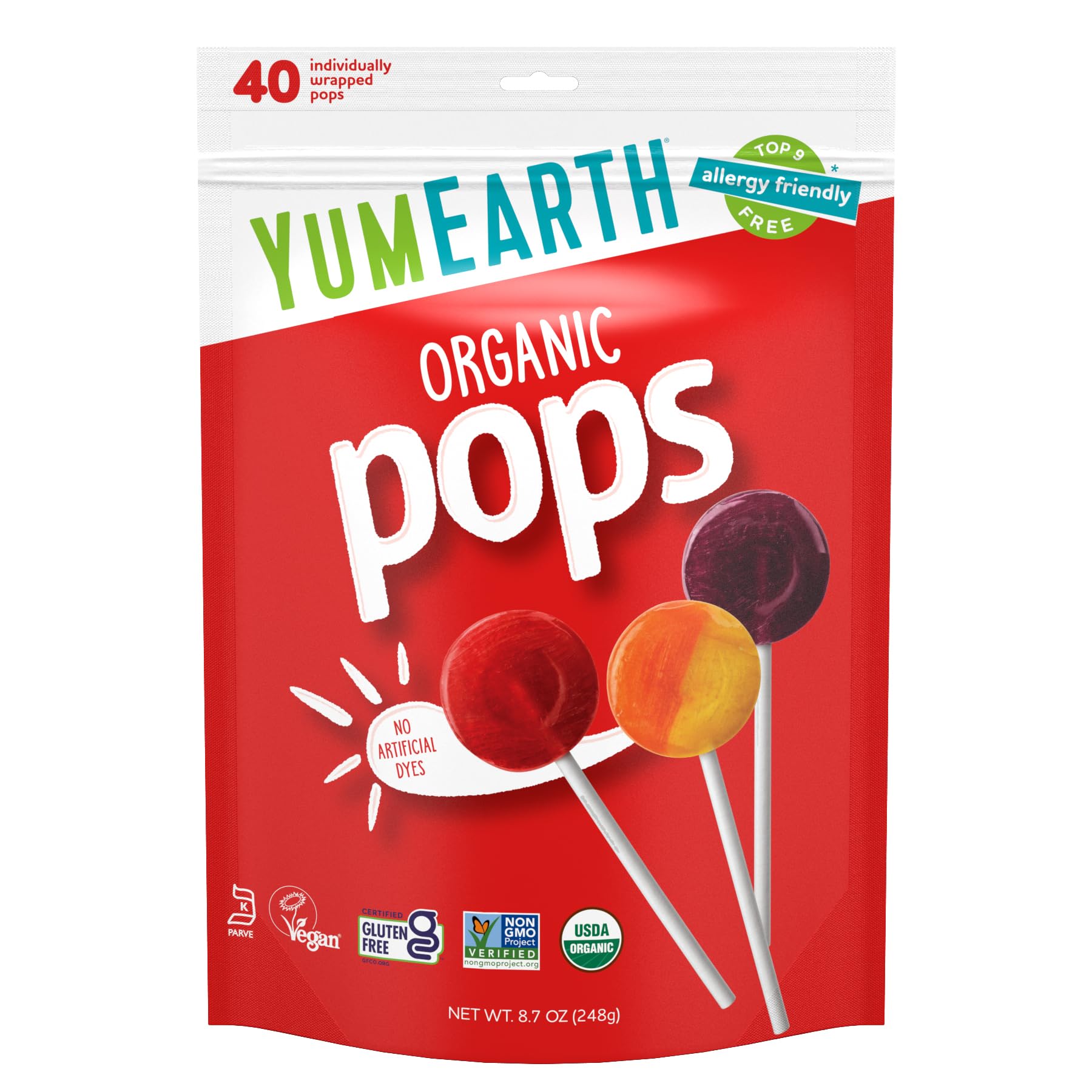 Yum Earth Organic Fruit Pops 40 Pieces, 241g