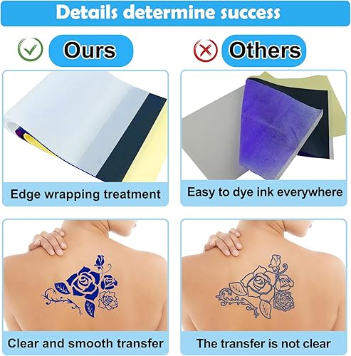 Miniatura 4 de Papel de transferencia de tatuajes, 100 hojas de papel de plantilla de tatuaje, papel de plantilla para tatuaje, tamaños A4, kit de plantillas de