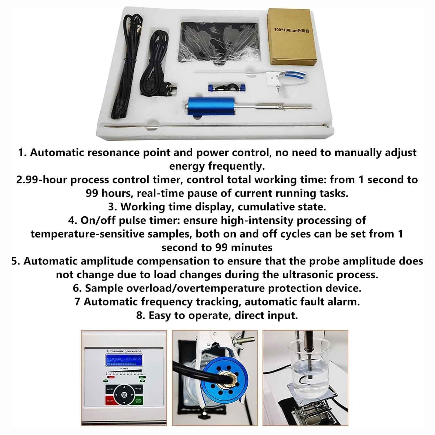 Omogeneizzatore ad ultrasuoni - Processore sonicatore a controllo digitale per emulsionamento liquido, mini distruttore cellulare da laboratorio con timer a impulsi regolabile e sonde