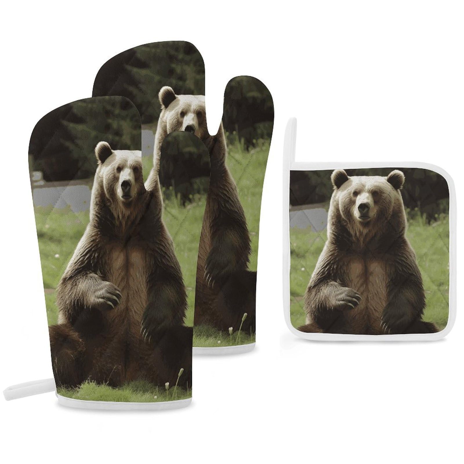 Gants de cuisine Hi Bear rigolos pour barbecue et repas de fête