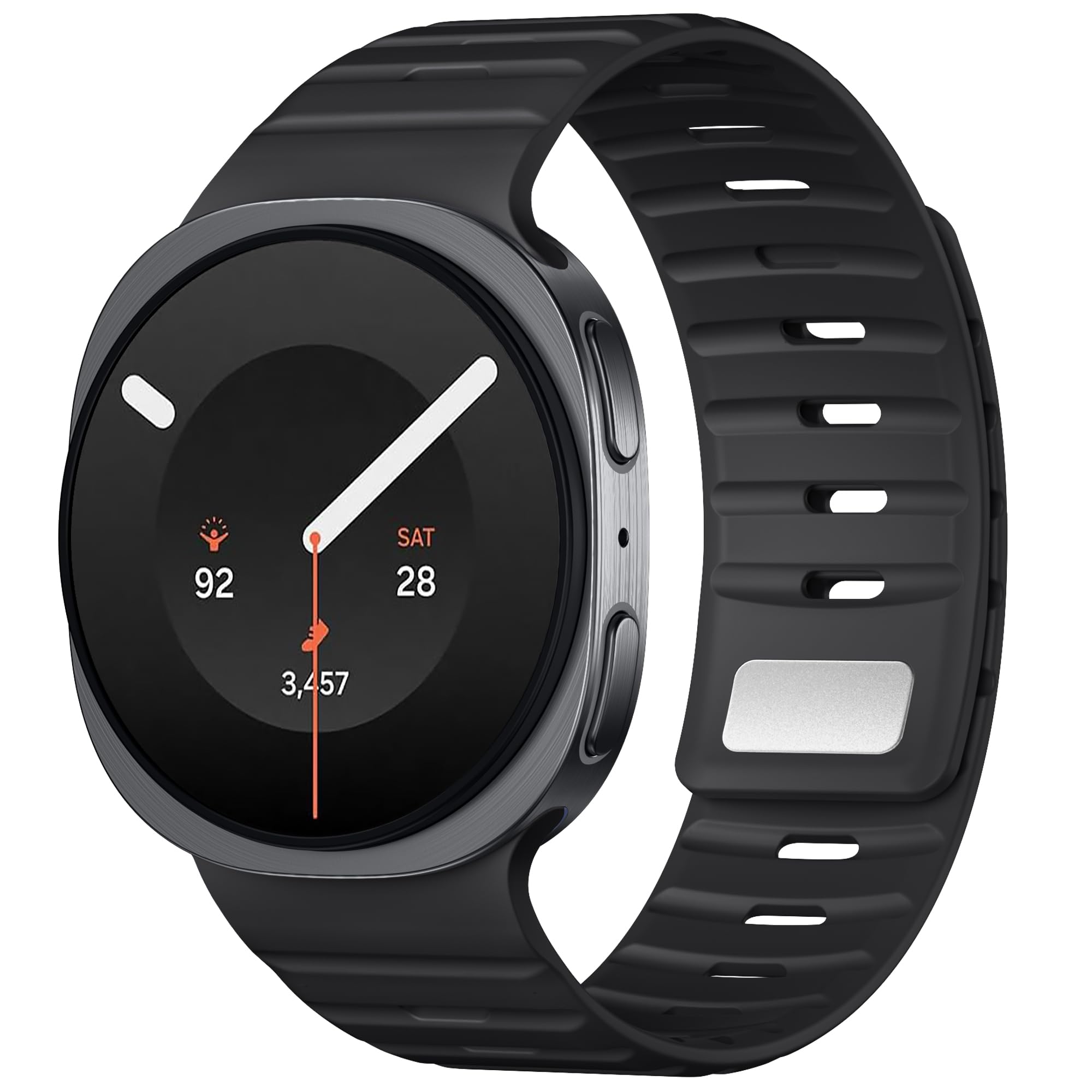 Adorve N54 Magnet Silikonband für Samsung Galaxy Watch 9 Armband 44mm 40mm | für Galaxy Watch 8 44mm 40mm / 8 Classic 46mm, Atmungsaktives Schweißfestes Sportarmband für Herren & Damen, Schwarz