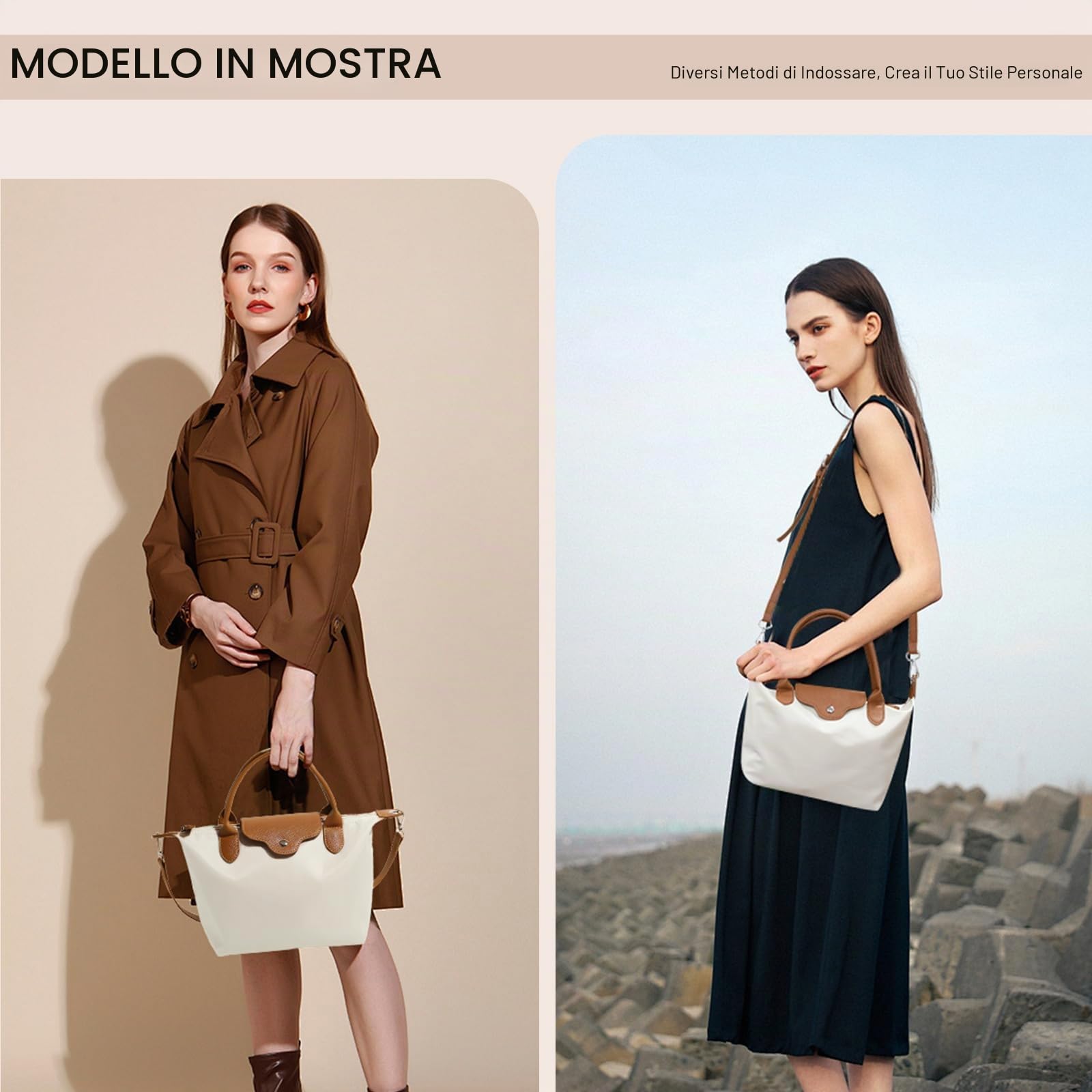 Long Keeper Borsa a Spalla Donna Tote Bag Piccola Nylon Borsa a Mano Tracolla Viaggio Moda Borsetta Morbida Tracolla Porta Cellulare per Donna Adolescente
