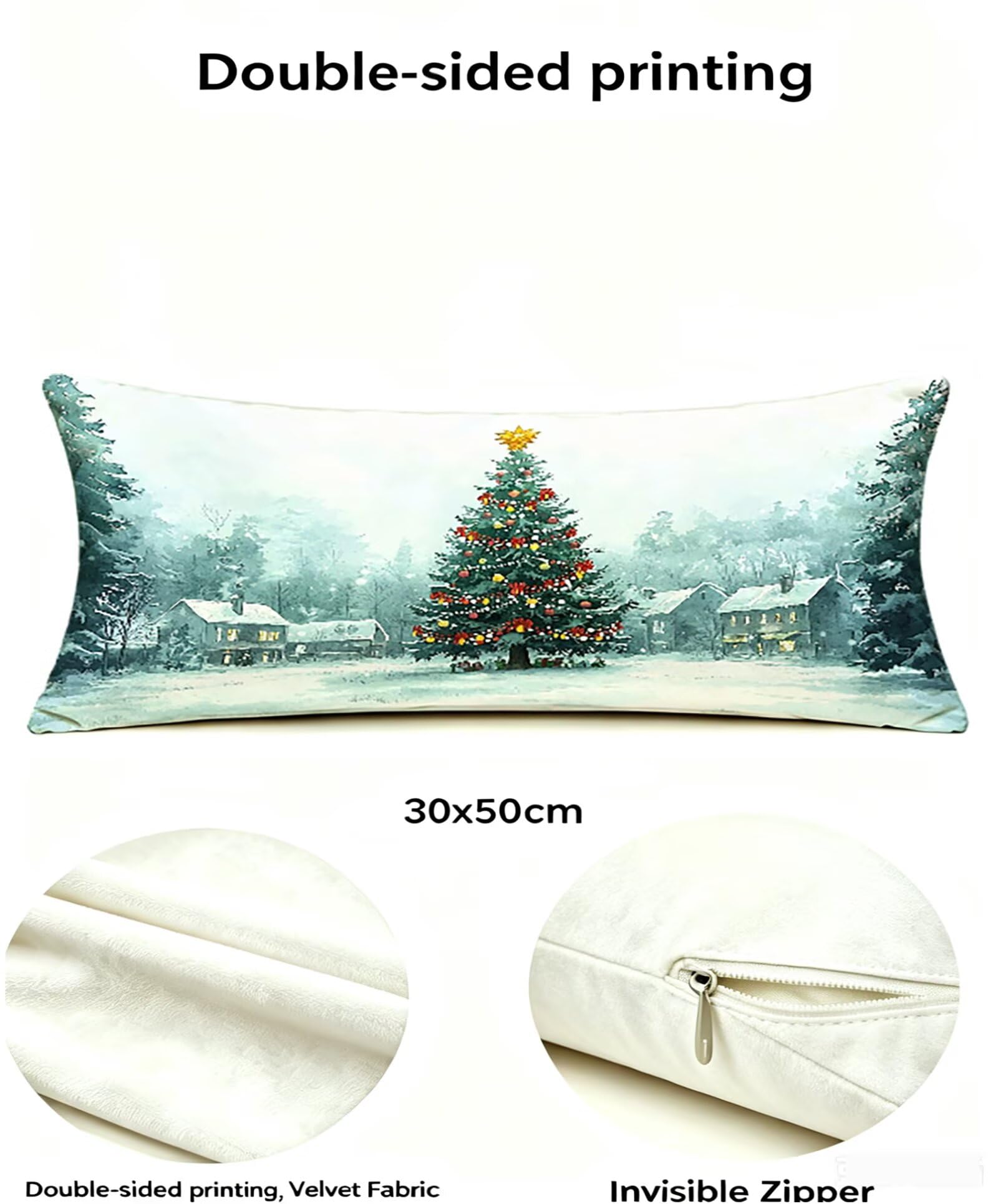 GrüN Kissenbezug 60x80 Baum Kopfkissenbezug 2er Set,Wohnaccessoires & Deko,Weich und Atmungsaktiv Samt Stoff mit Verstecktem Reißverschluss für Bett Sofa Kissen Dekokissen-85861