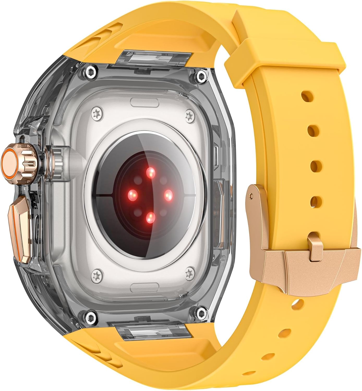 VeveXiao Transparent Designer Rugged Case with Band Compatible with Apple Watch 41mm 40mm bands,Luxury Crystal Clear Protective Cover Bumper for iWatch Series 9 8 7 SE 6 5 4 Women Strap