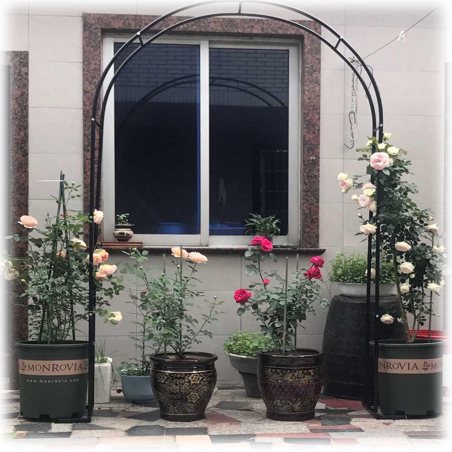 Nero Arco da giardino Arco per Piante da Rose Arco Nuziale metallo 2.0x2.30m 2.40x2.30m 2.80x2.20m 3.0x2.20m per Decorazione Giardino, Pergolato(120x230cm)