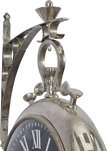 Miniatura 15 de Deco 79 Reloj de pared decorativo de metal de acero inoxidable, reloj de bolsillo estilo reloj de pared para el hogar, reloj de pared para