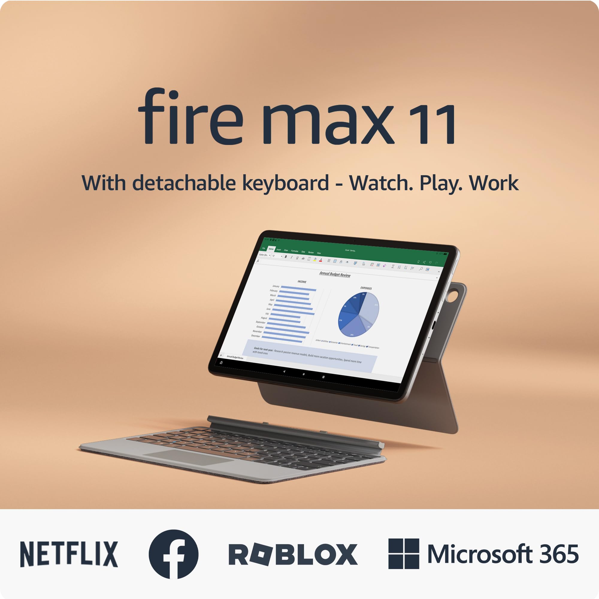 Amazon Fire Max 11 tablet (newest gen), our most powerful tablet yet, vivid 11" display, octa-core processor, 4 GB RAM, 14-hr battery life, 128 GB, Grey, with Ads — view 10