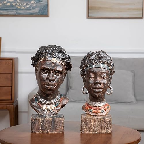 Miniatura 4 de Leekung Estatuas de hombres africanos & Paquete de estatuas de mujeres africanas