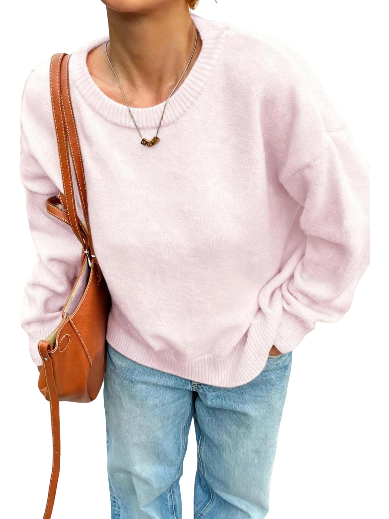 SOLY HUX Womens Oversized Sweater Long Sleeve Crewneck Cute Pullover Knit Tops Casual Trendy Fall Winter Clothing