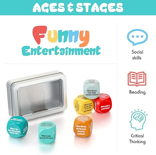 Miniatura 3 de 6 cubos de mesa para conversación familiar, dados de inicio para la noche de juegos, aprendizaje socioemocional para niños, suministros de regalos
