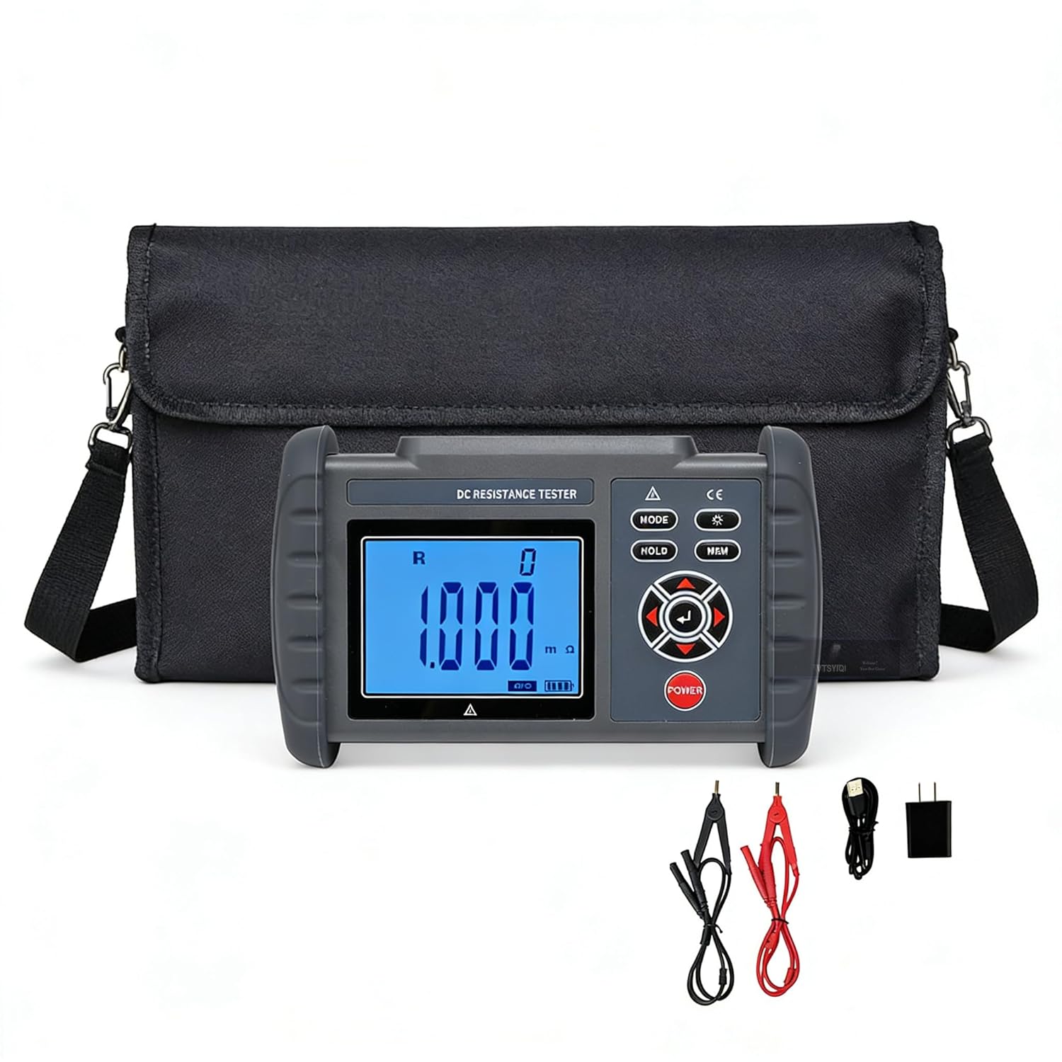 Digital DC Low Resistance Tester with 4-Wire Test Method 1A Test Current 500 Data Storage Overload Protection for Cable/Winding Resistance