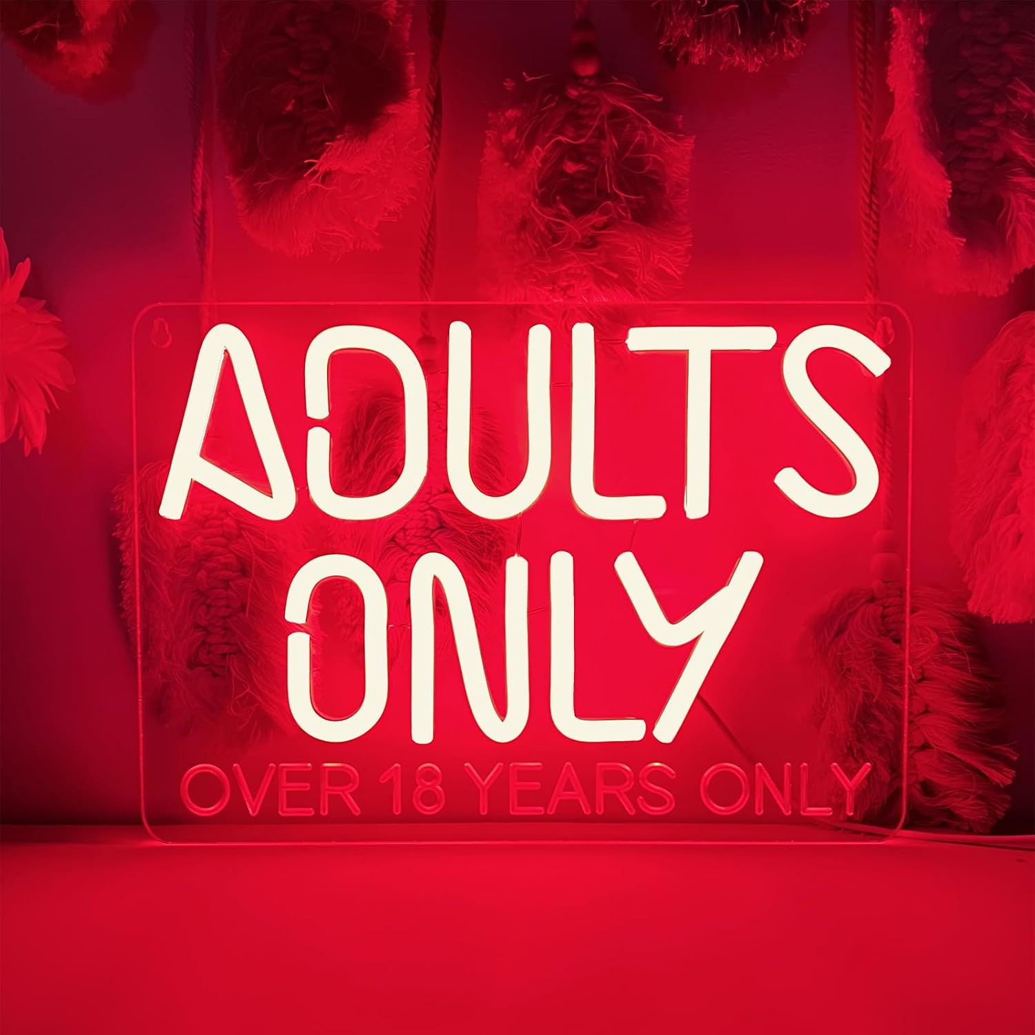 Adults Only Neon Sign, Red Light, Wall Mounted, Bar Club Entertainment Decor, 12x9inch