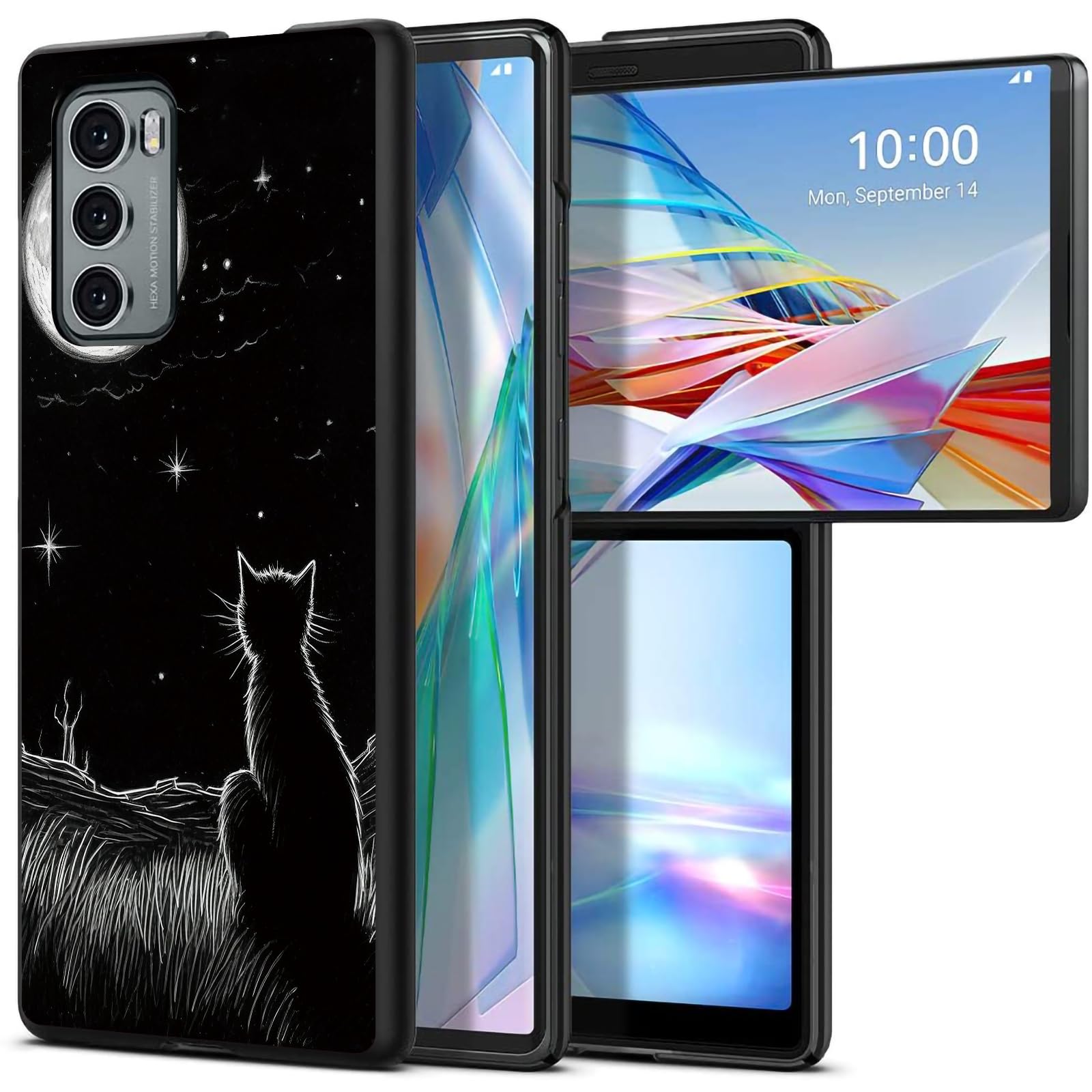 Cat Moon for LG Wing 5G 6.8" Phone Case, Slim Phone Case for LG Wing (2020), Hard PC Shookproof Wireless Charging Men/Women Cover for LG Wing 5G