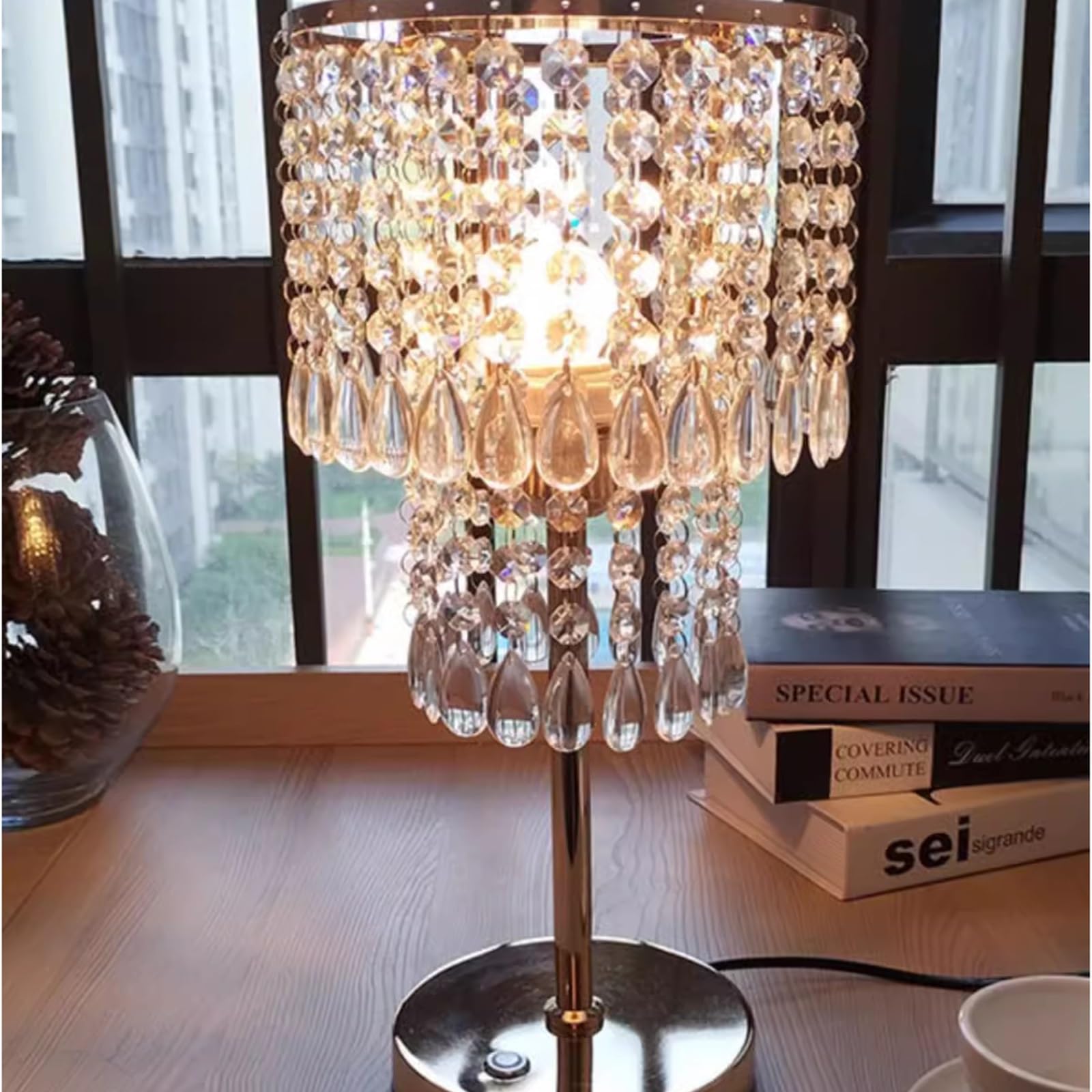 Lampy stołowe Kryształowa lampa stołowa do sypialni przy łóżku w salonie