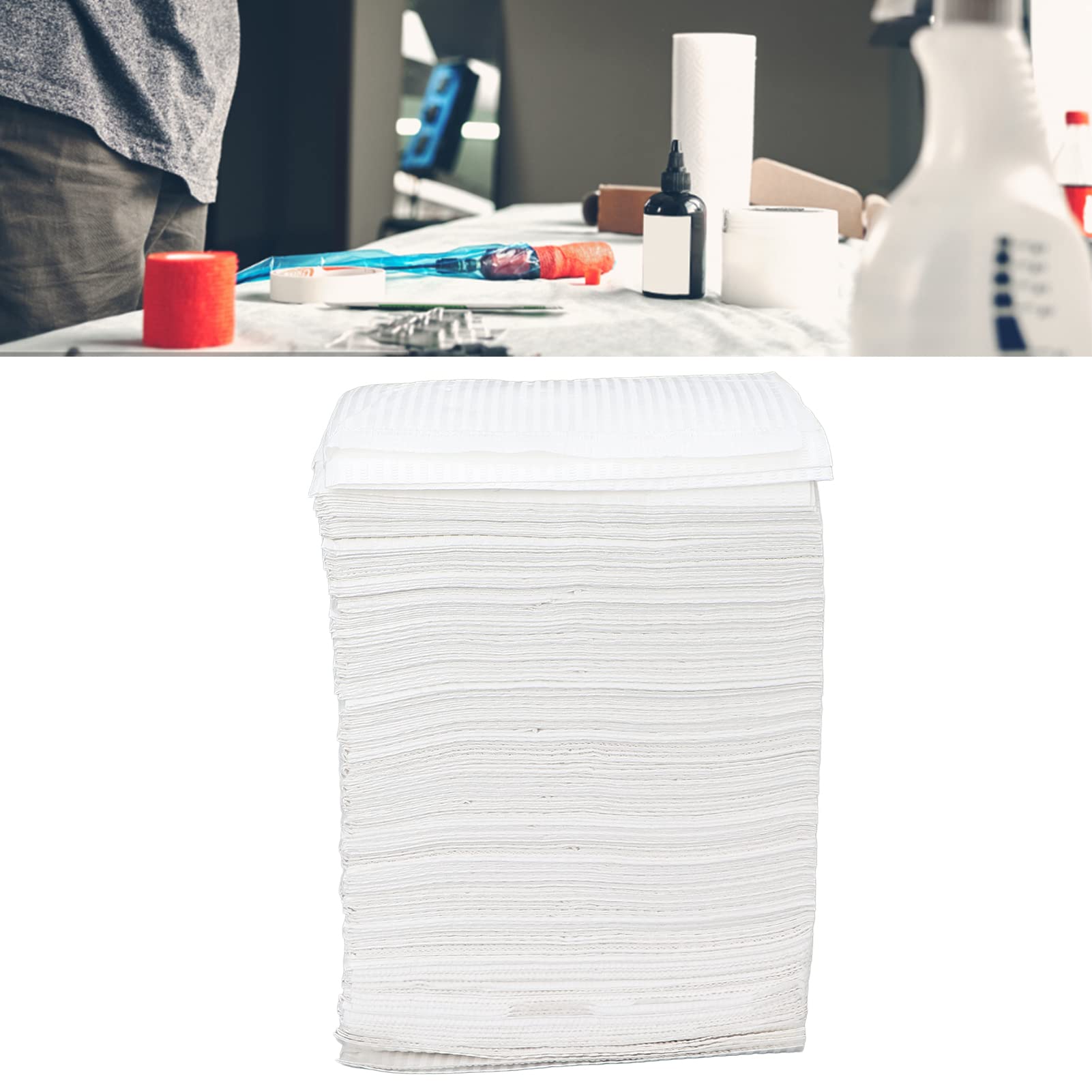 125 Pcs Bavoirs Dentaires Jetables, Drap de Tatouage Imperméable Bavoirs de Tatouage Imperméables, Couvertures de Table Tatouage, Plateau de Tatouage pour Les Fournitures Tatouage Dentaire (Blanc)