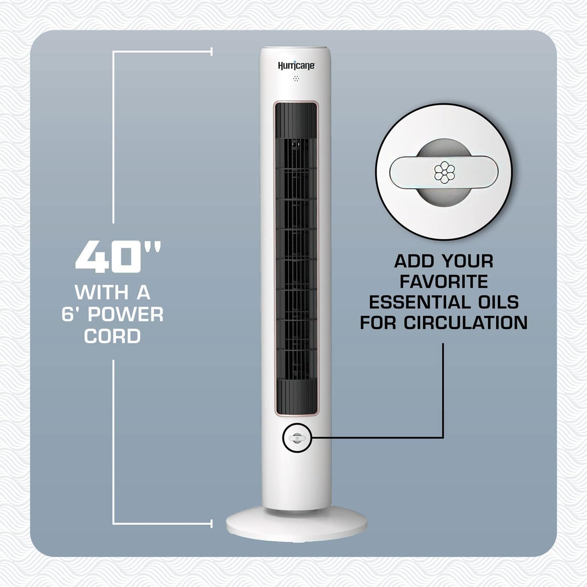 Hurricane 40-Inch Triple Action Indoor Tower Fan With Remote, Aromatherapy Diffuser & Negative Ion Air Cleaning, White - View #11