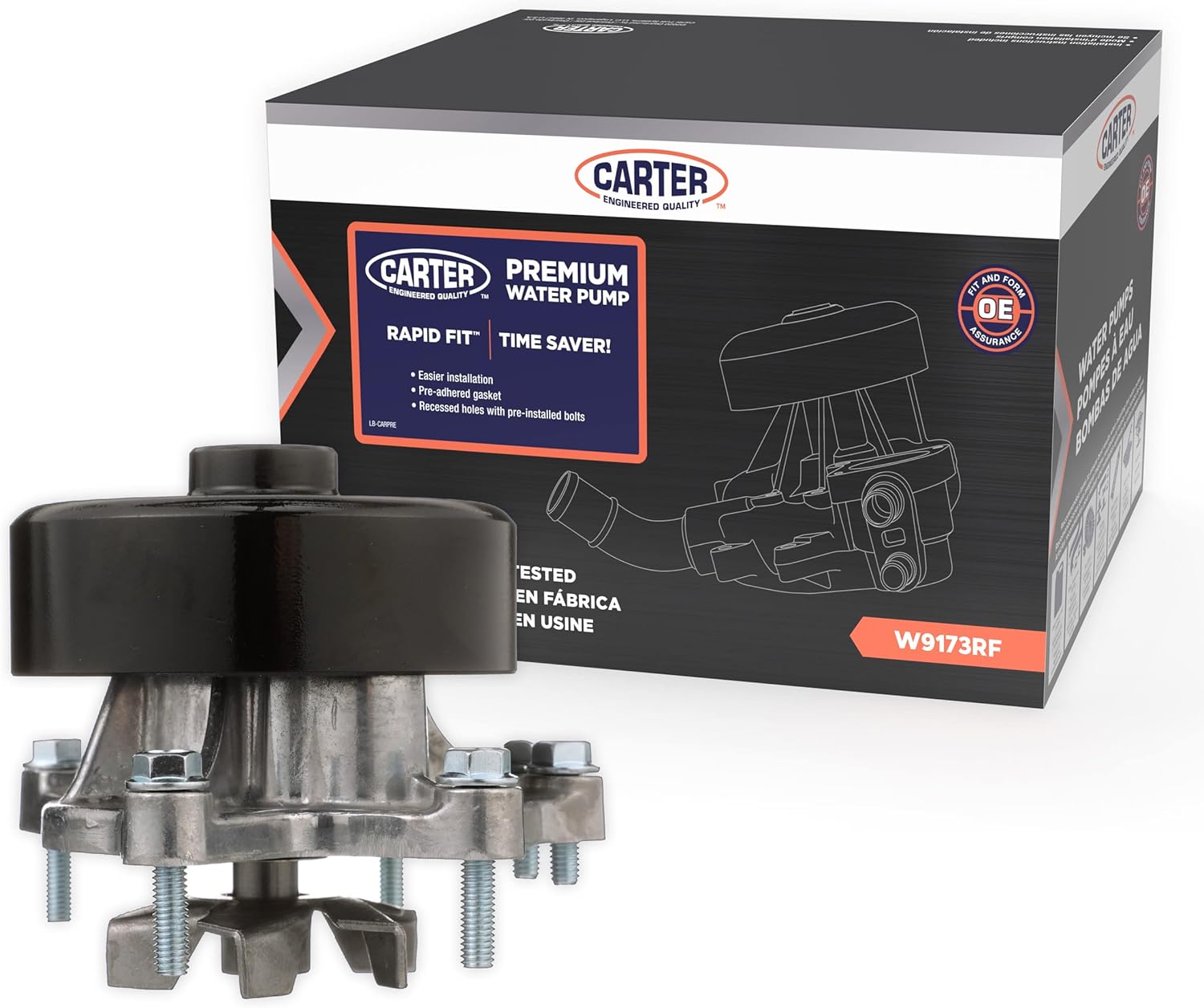 Carter Fuel Systems Rapid Fit Pre-Mounted Ready to Install New Replacement Water Pump For 1998-2010 Toyota (Corolla, Celica, & Matrix) and Pontiac Vibe 1.8L Engine (W9173RF)