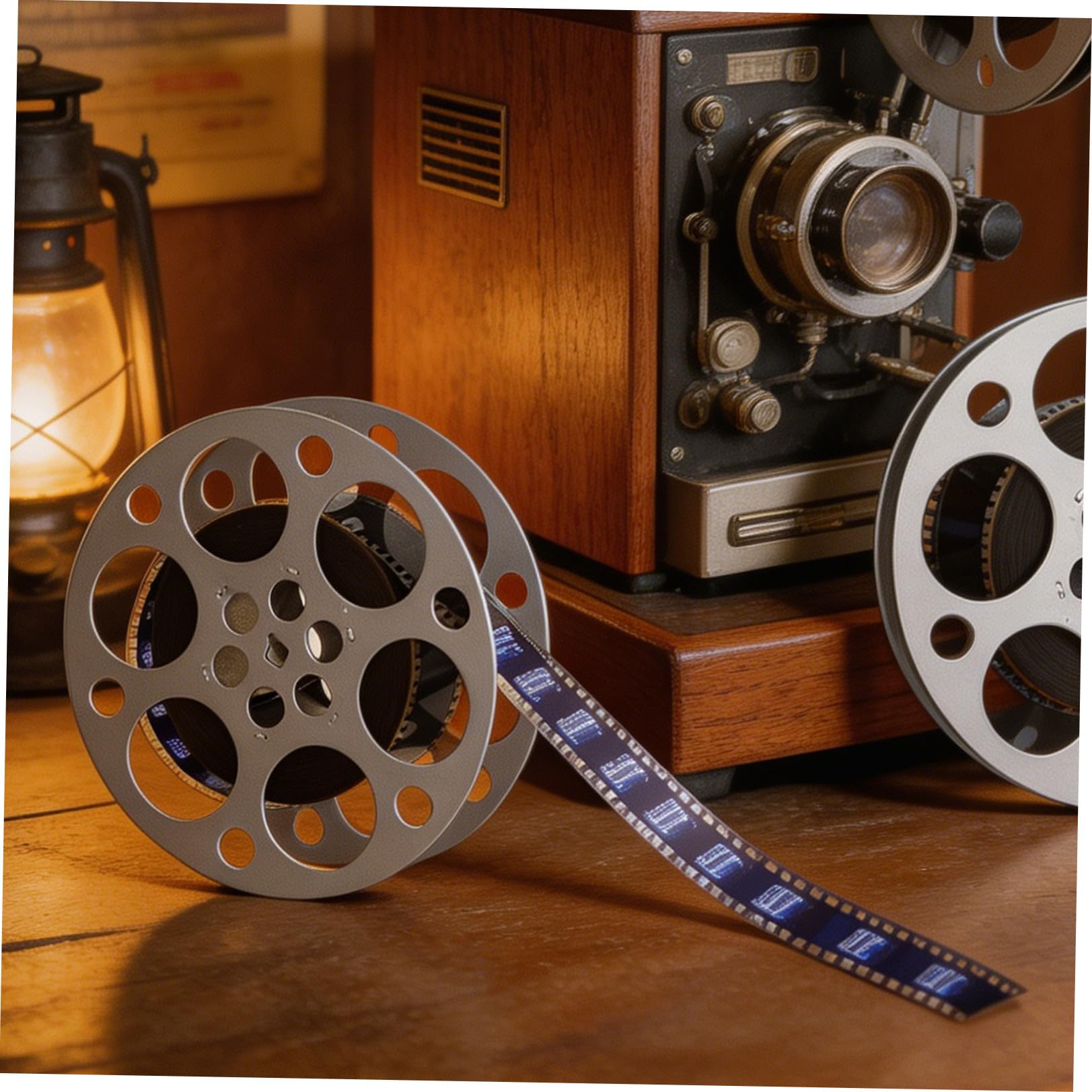 COHEALI Centrotavola Bobina Film Vintage in Ferro Argento 18 Cm | Tema Cinema per Feste, Portatile e Leggero, Texture Raffinata, per Designer e Collezionisti