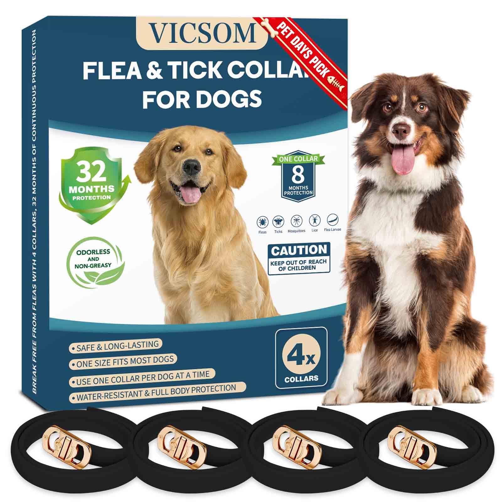 VICSOM 4 Pack Flea and Tick Collar for Dogs
