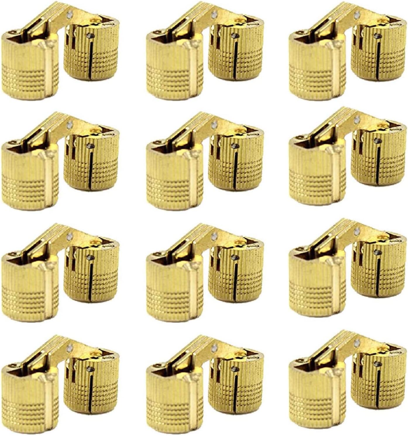 MIAO JIN 12 Pcs 12mm Brass Barrel Hinges Hidden Invisible Cabinet Furniture Hinges Concealed 180 Degree Opening Angle