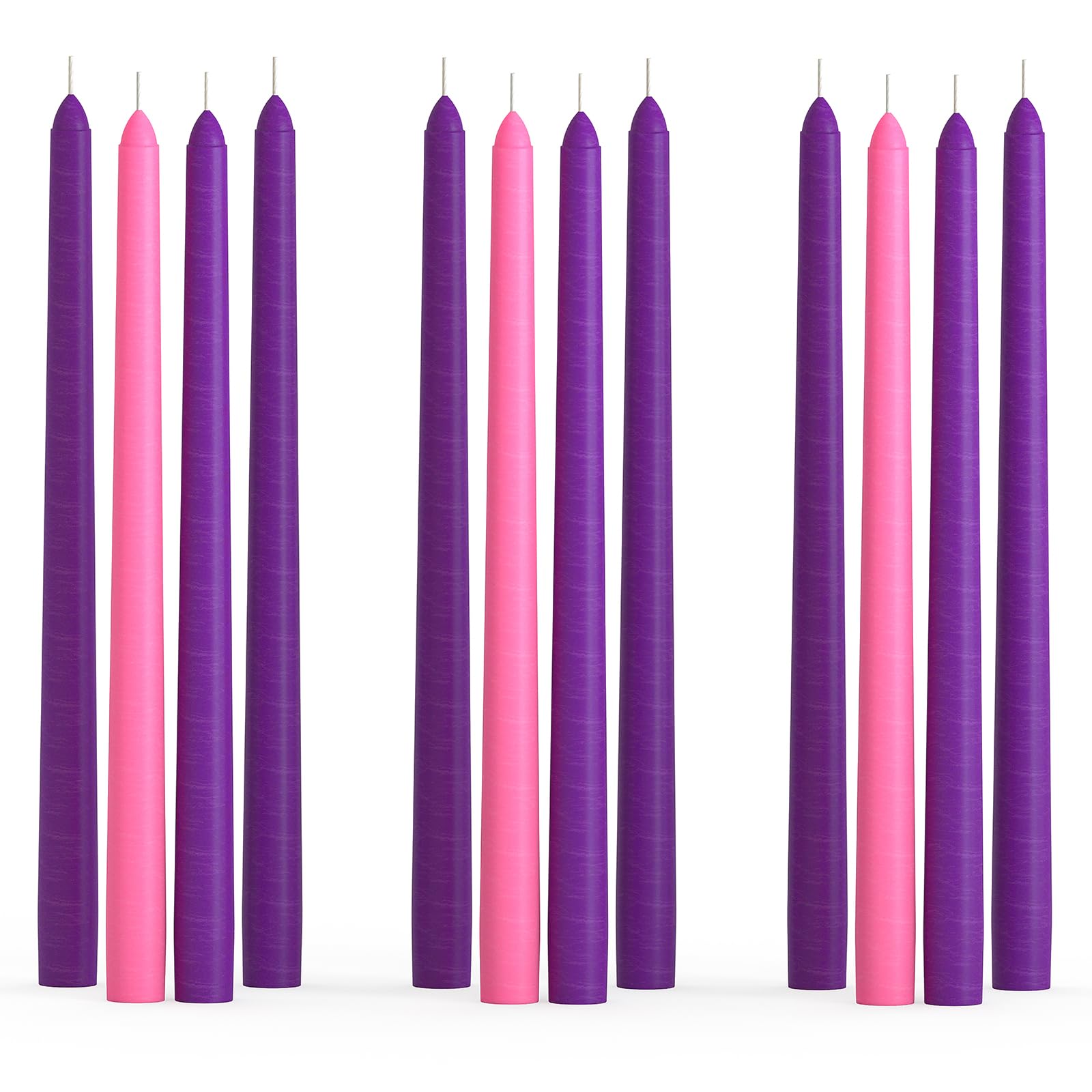CANDWAX30 cm Taper Advent Candles 3 Sets - Dripless and Smokeless - Unscented - Slow Burning Tapers - Purple