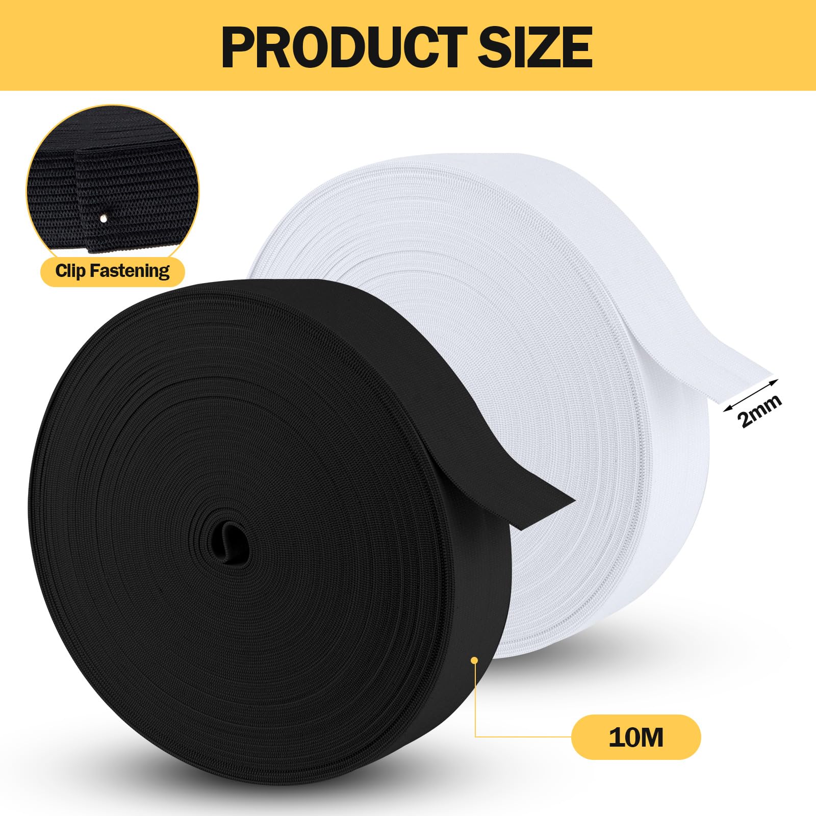 Elastico Da Cucito 2cm - 10m Bianco + 10m Nero - Foto 9