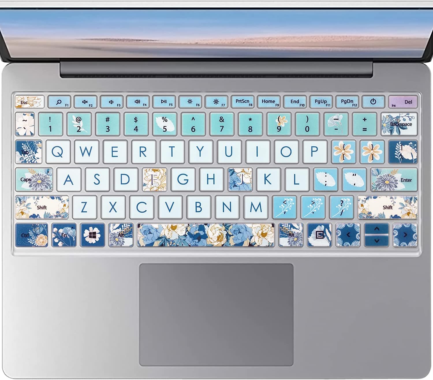 Keyboard Skin for Microsoft Surface Laptop Go 12.4" Touchscreen 2020 Release, Surface Laptop Go Accessories, 12.4 inch Laptop Go Protective Keyboard Cover, Peony