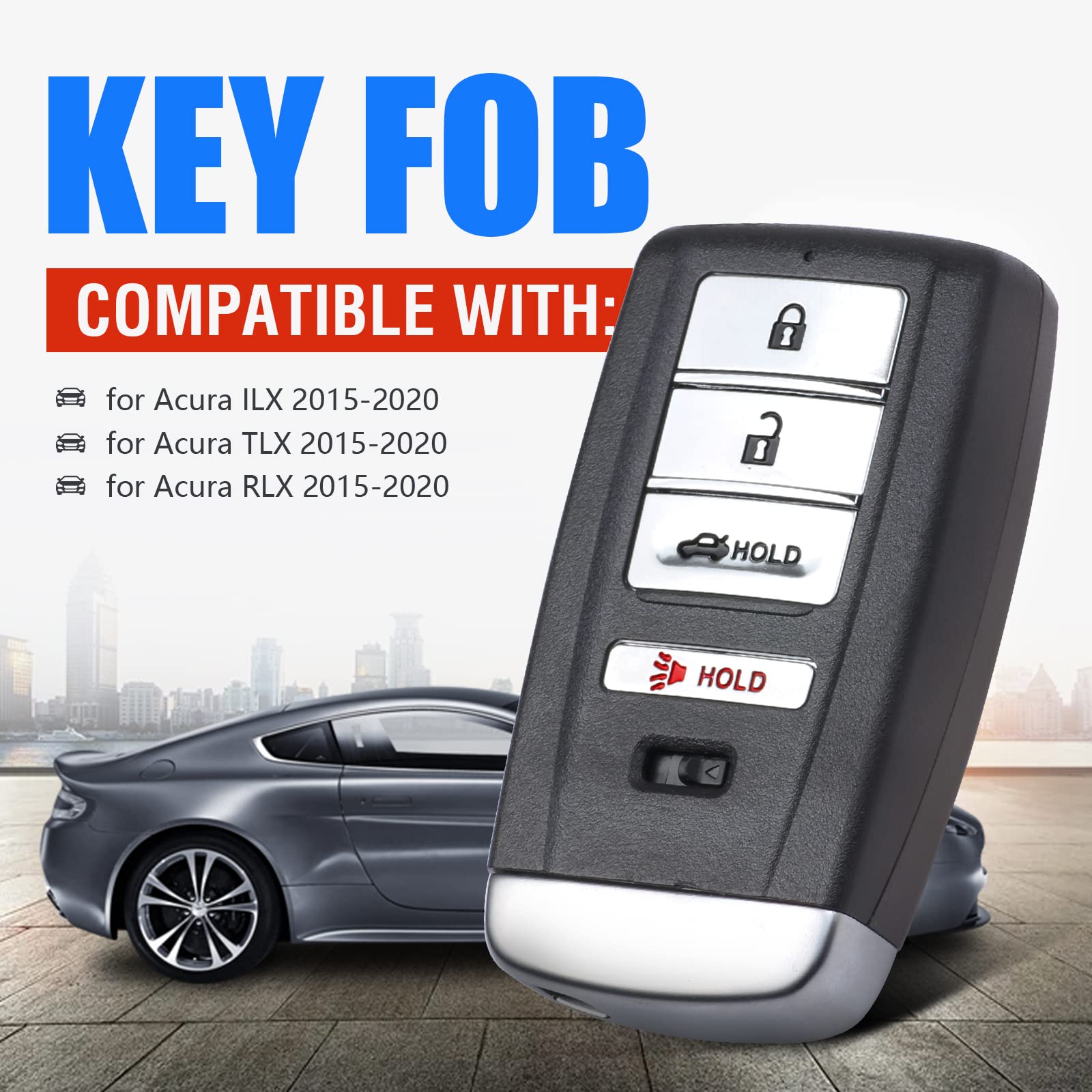 Keymall Car Smart Key Fob Keyless Entry Remote Replacement for Acura ILX TLX RLX 2015 2016 2017 2018 2019 2020 (FCC ID:KR5V1X P/N:72147-T23-A01/A11 A2C32522800) ID47 Chip 4 Buttons