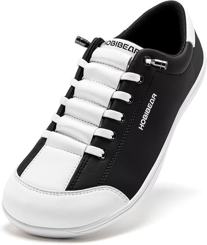 HOBIBEAR Leather Barefoot Shoes Lightweight Wide Toe Box Zero Drop Slip-on Shoes for Women