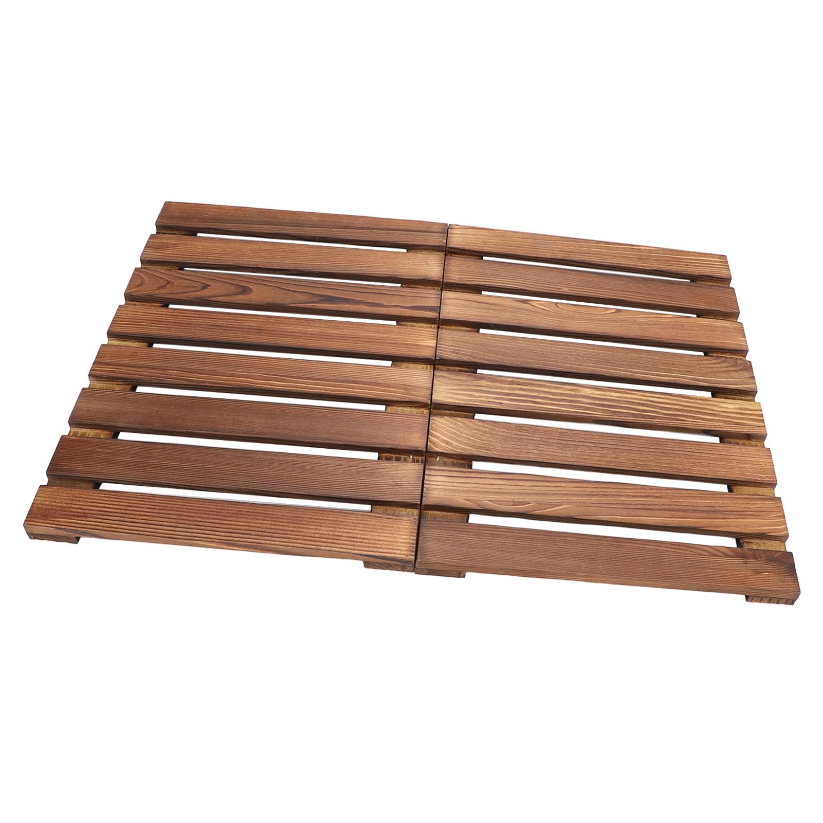 Alfombrilla de Madera para Suelo, Alfombrilla de Ducha de Madera Plegable, Alfombrilla de Baño Antideslizante con 14 Pies Antideslizantes, Alfombrilla para Suelo Interior y