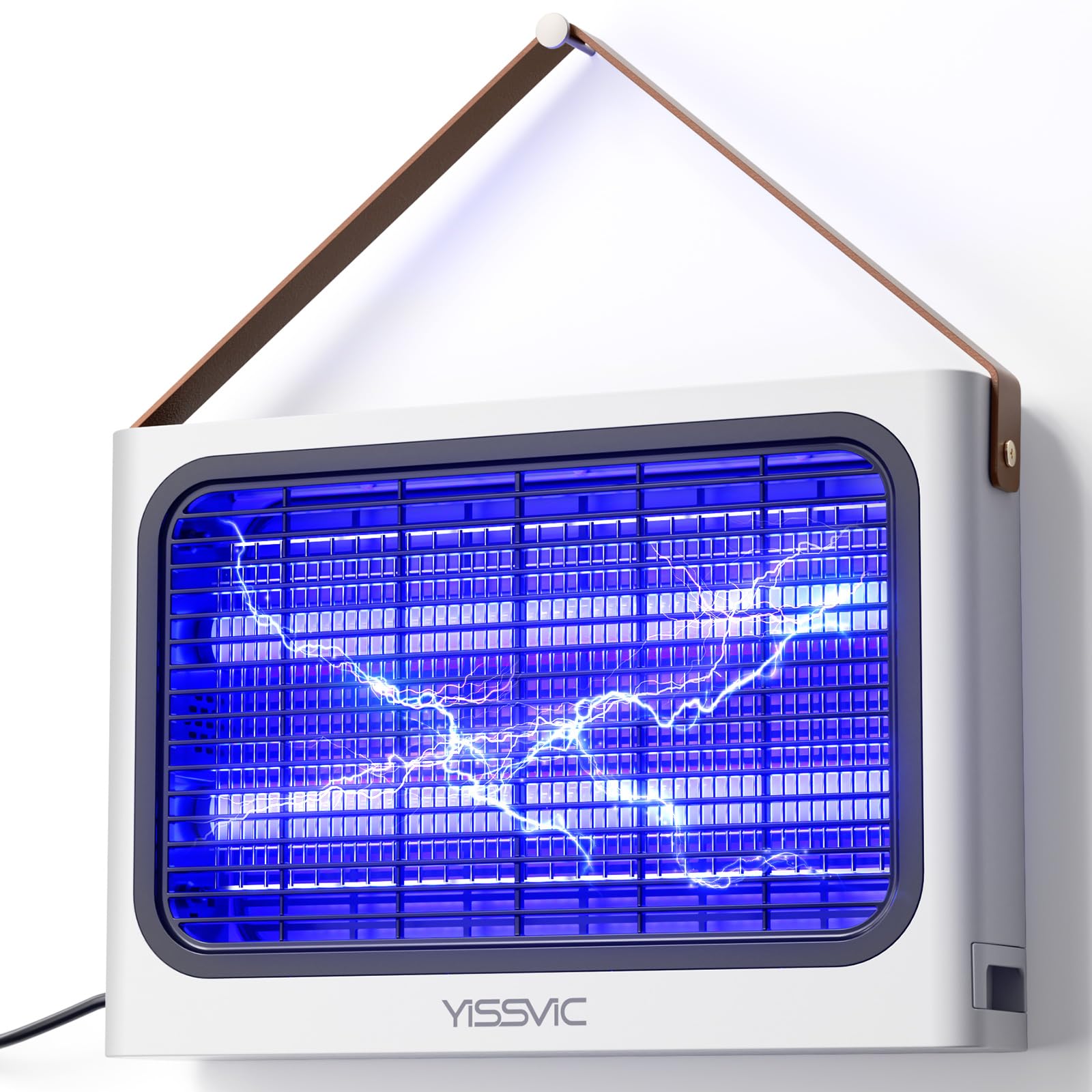 YISSVIC Lampada Antizanzare 4300V Zanzariera Elettrica 20W UV, con 2 Lampadine di Ricambio, Cassetto Estraibile, Manico in Pelle PU, Sicuro per Uomini e Animali, Uso Interno, Cavo 1.8m