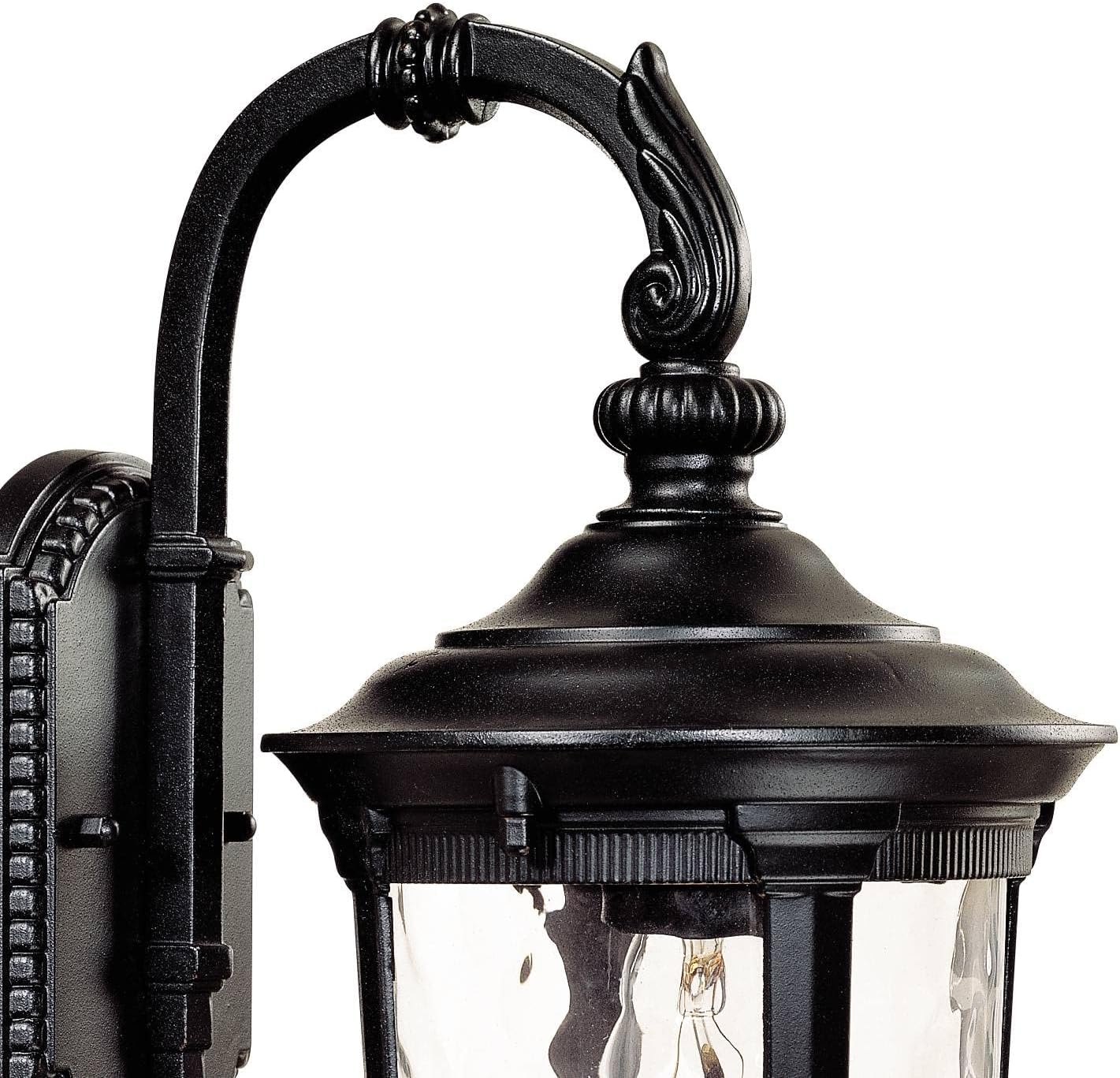 John Timberland Bellagio Vintage Downbridge Outdoor Wall Light Fixtures Set of 2 Texturized Black 16 1/2" Clear Hammered Glass for Exterior Barn Deck House Porch Yard Patio Outside Garage Front Door