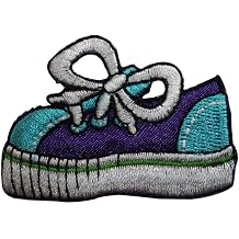 ID 7417 Children Sneaker Patch Running Shoe Tennis Embroidered Iron On Applique