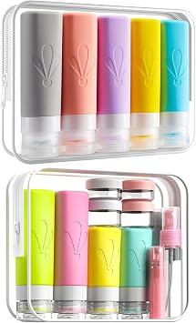 INSFIT Silicone Travel Bottles Set, 17 Pack Travel Size Toiletries, Leakproof Travel Bottles for Toiletries, Travel Accessories for Women, Airplane Travel Essentials, Travel Containers for Toiletries