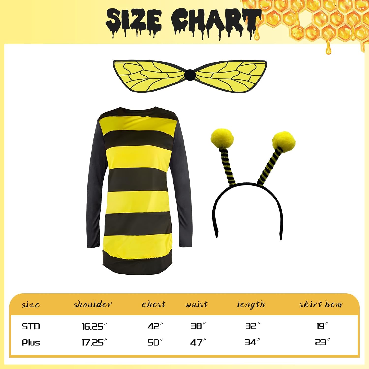 Bumble Bee Costume for Women Funny Animal Christmas Costumes Adult with Headband Wings - Image 7