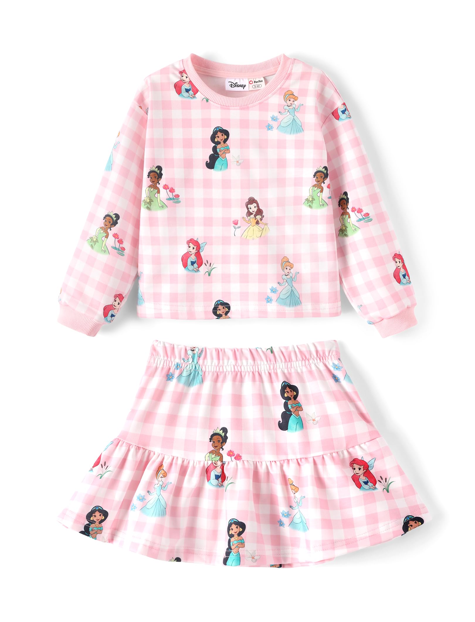 Disney Girls' 2-Piece Outfit Sweatshirt Top &amp; Pleated Skirt Set 2-9Y