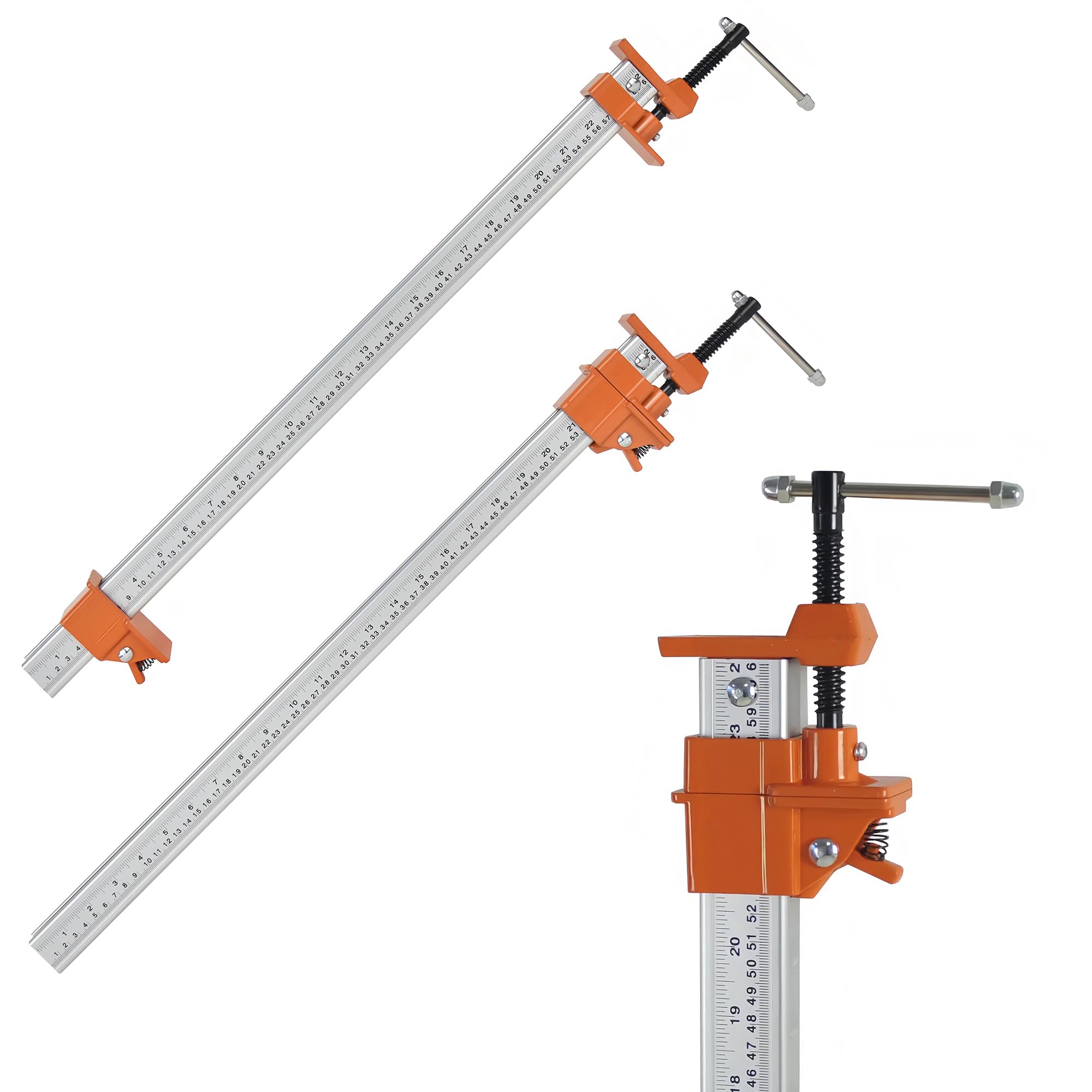 FEIRONG Heavy Duty 24" Bar Clamps 2-Pack - Professional Grade, Quick-Release, 330LB Load Limit, Built-in Ruler, 90° Angled Jaws for DIY Woodworking &amp; Cabinet Installation | Fits 20.5" Work Range