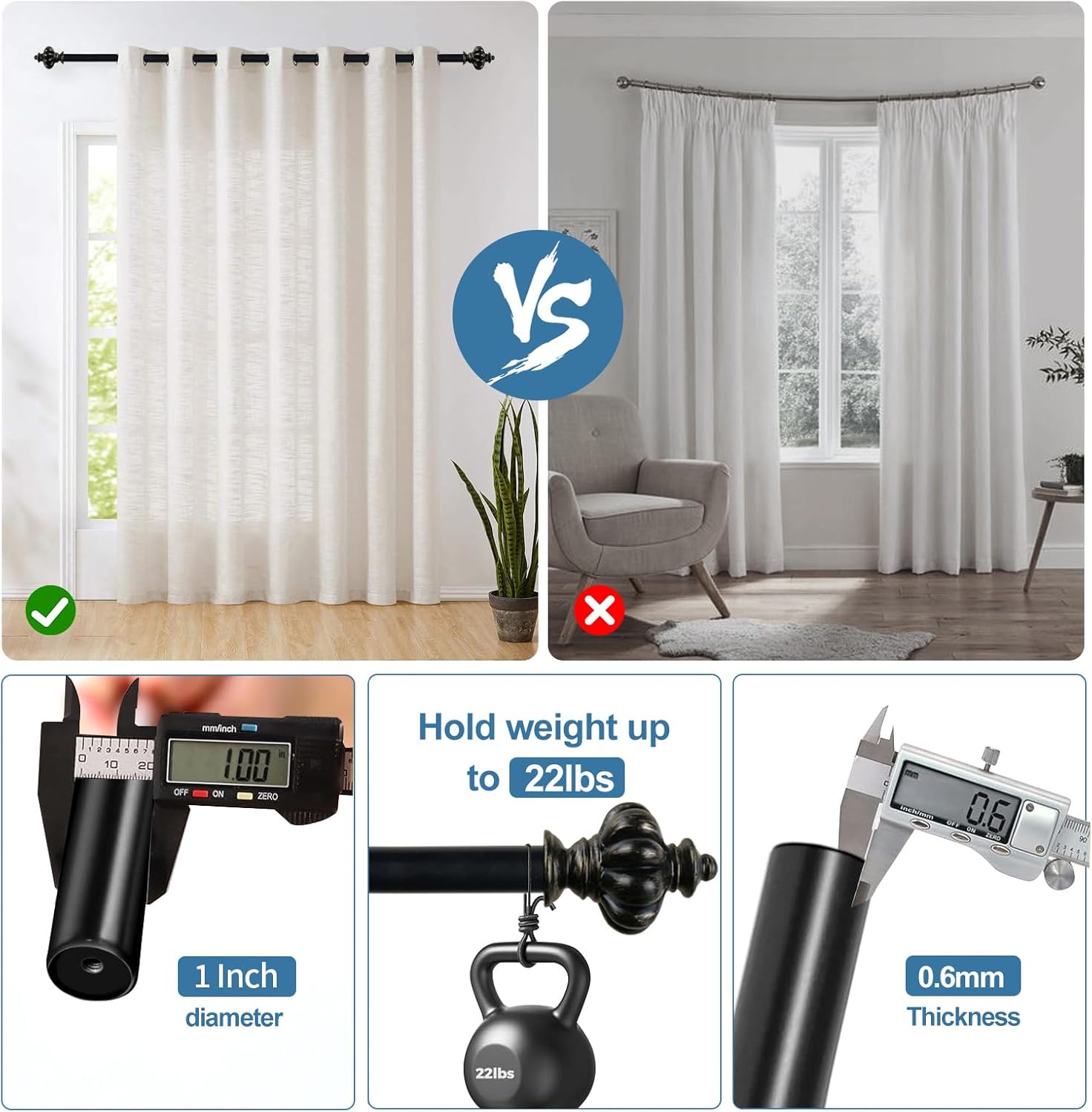 Urbanest 1-inch Diameter Regina Adjustable Single Drapery Curtain Rod, 28-inch to 48-inch, Burnt Gold